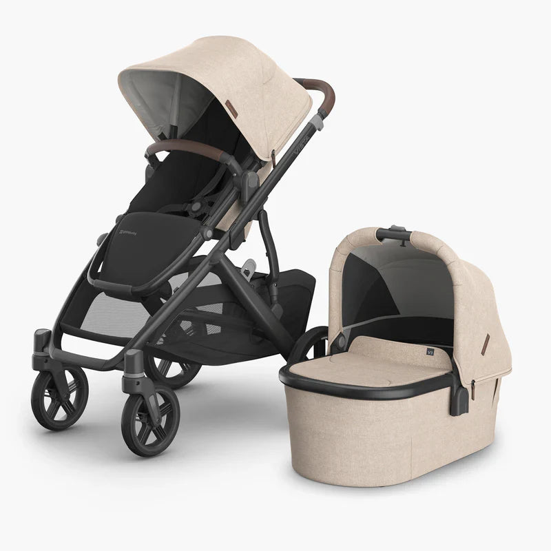 UPPAbaby Vista V3 Stroller Liam Oat Mélange Carbon Frame Chestnut Leather 0303-VIS-EU-LIM Age- Newborn to 4 Years