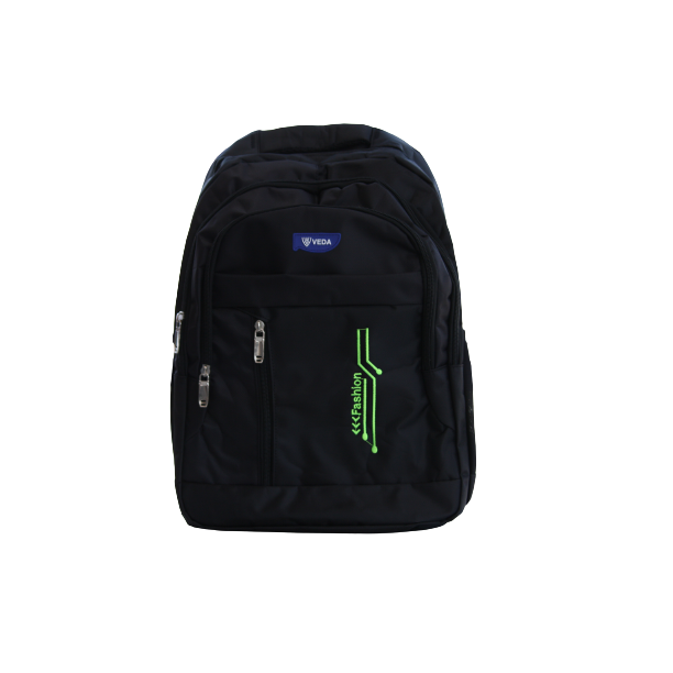 Veda School Bag BGS77-04 Black with Green Age- 8 Years & Above