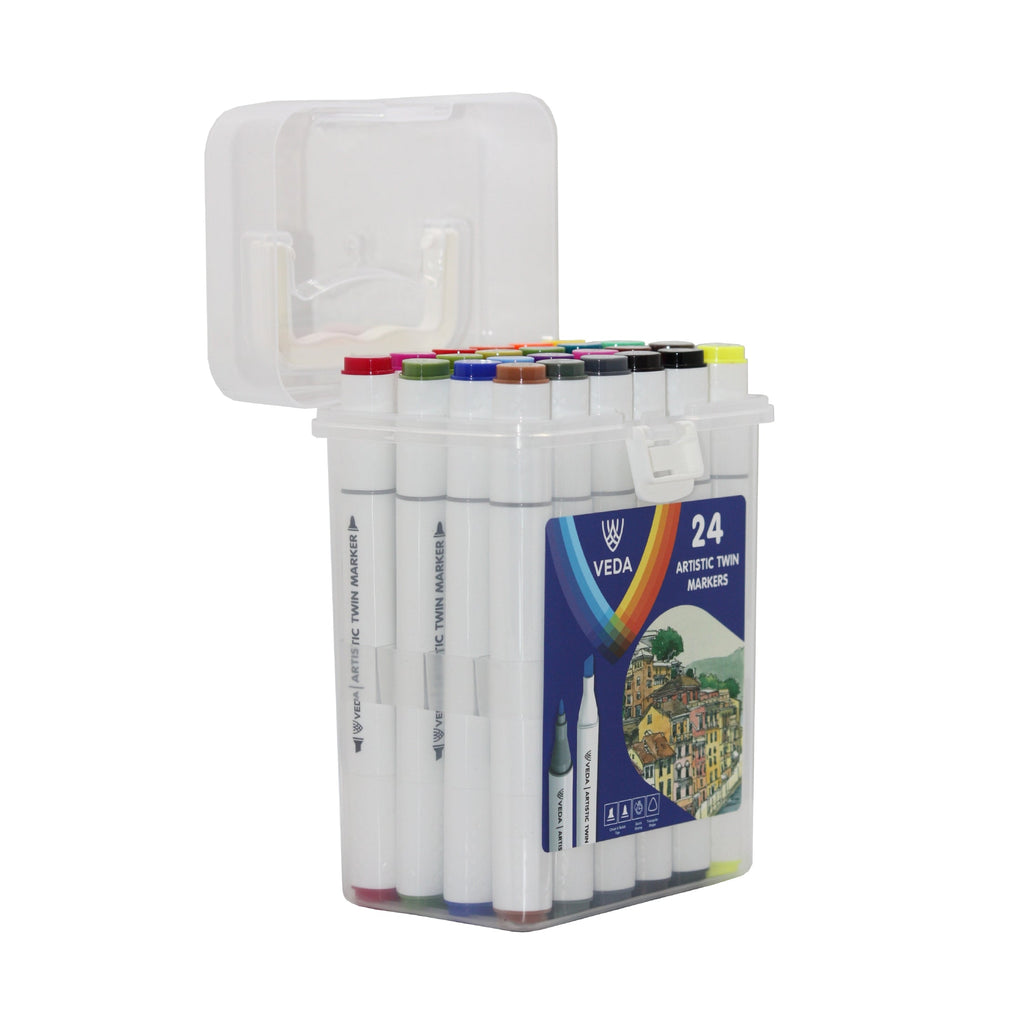 Veda Twin Markers Pack of 24 TWM-01 Age- 3 Years & Above