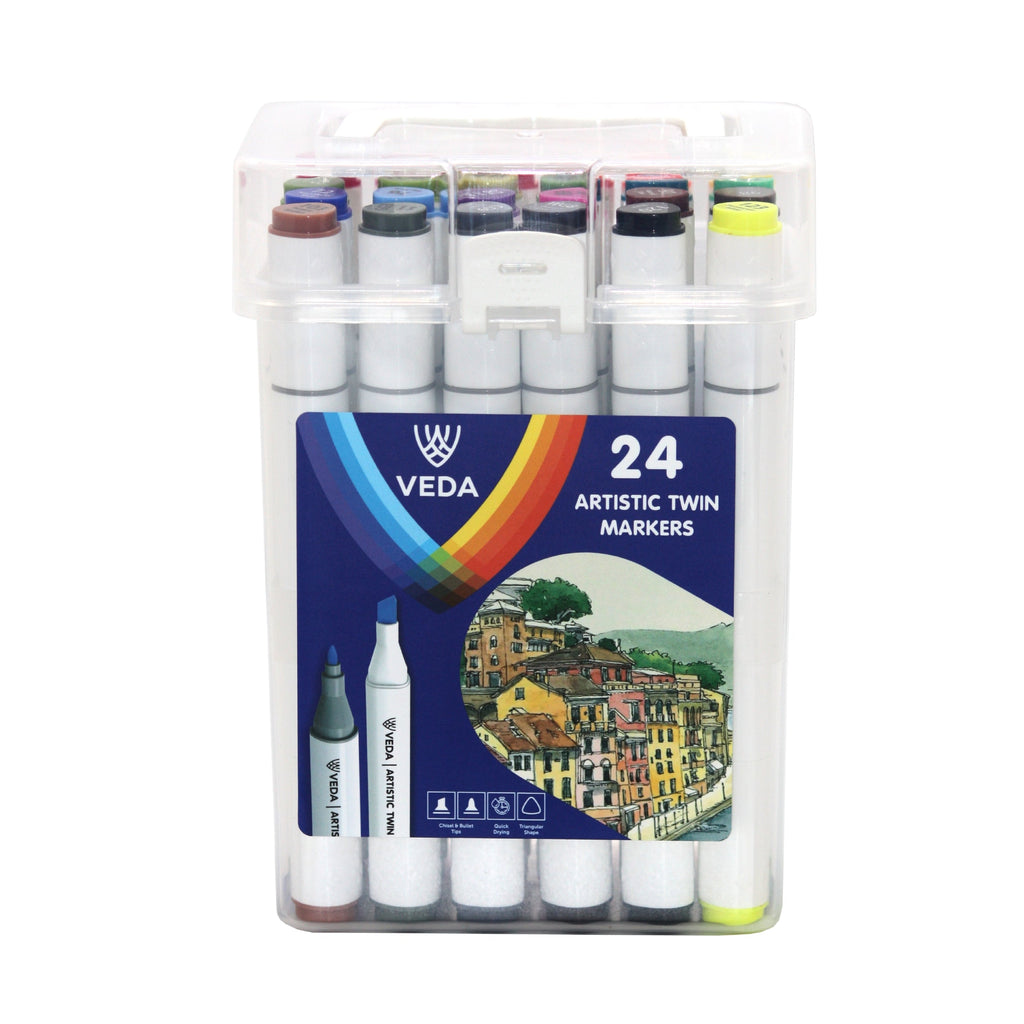 Veda Twin Markers Pack of 24 TWM-01 Age- 3 Years & Above