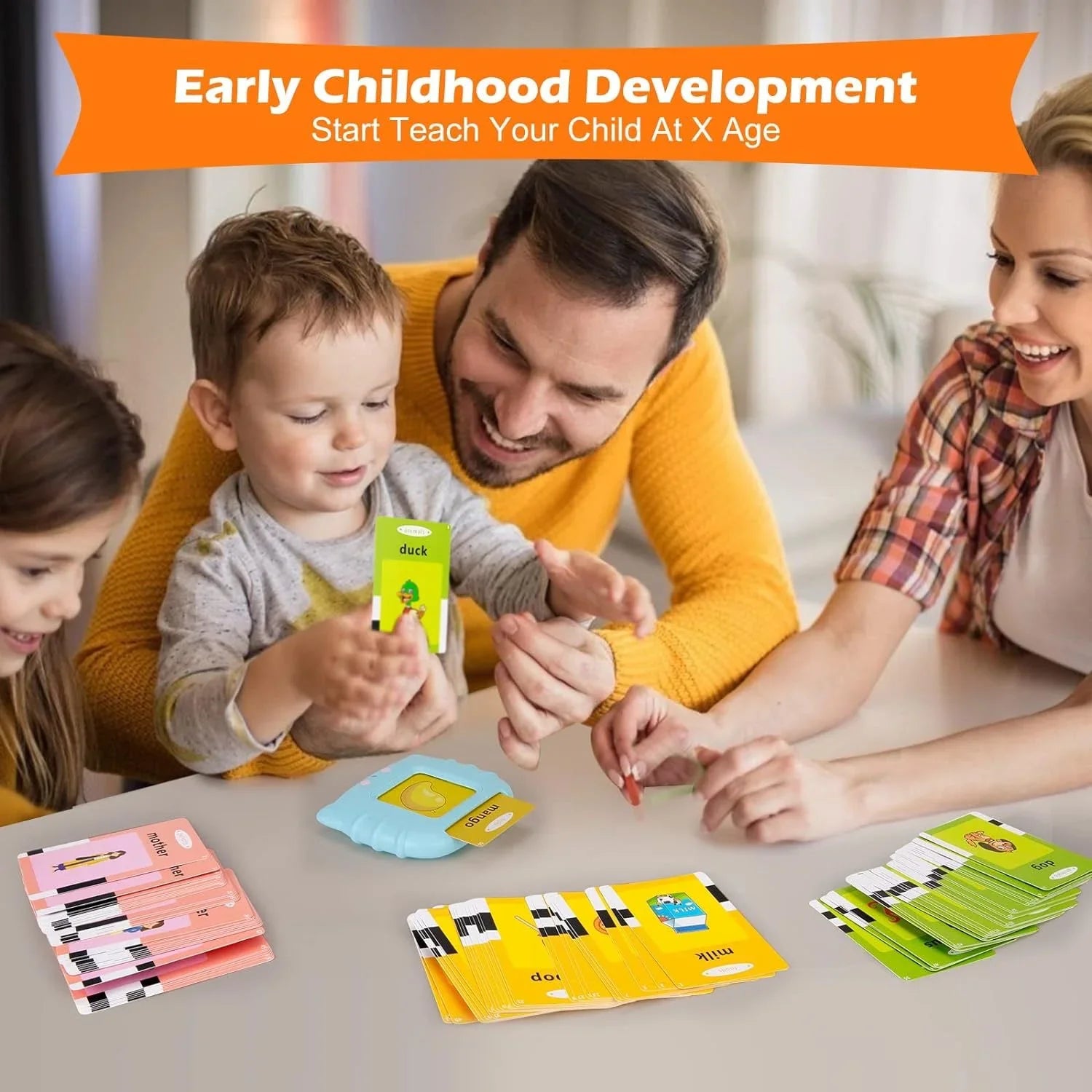 Pibi Talking Flash Cards with 112 Sight Words+USB Cable Montessori & Interactive Toddler Toys Blue Age- 12 Months & Above