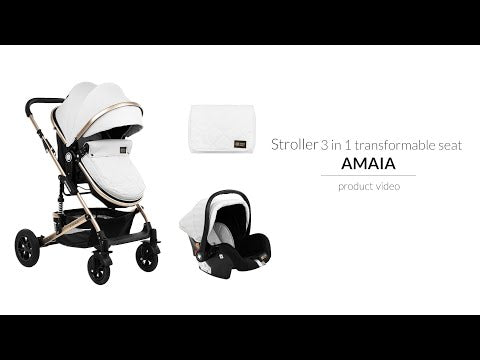 Kikkaboo Amaia 3-In-1 Travel System Stoller with Transferable Seat 2024 Black Age-Newborn & Above (Holds upto 22 Kg)