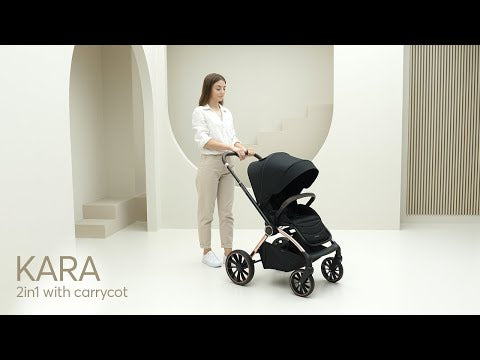 Kikkaboo Kara 2-In-1 Travel System Stroller with Carrycot 2024 Black Age-Newborn & Above (Holds upto 22 Kg)