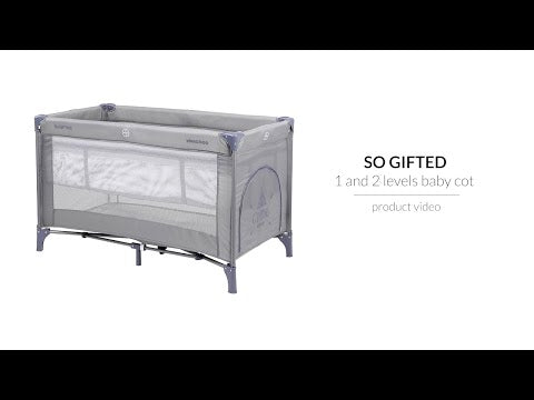 Kikkaboo So Gifted Level 1 Foldable Baby Cot/Travel Bed Grey Age-6 Months to 36 Months (Holds upto 15 Kg)