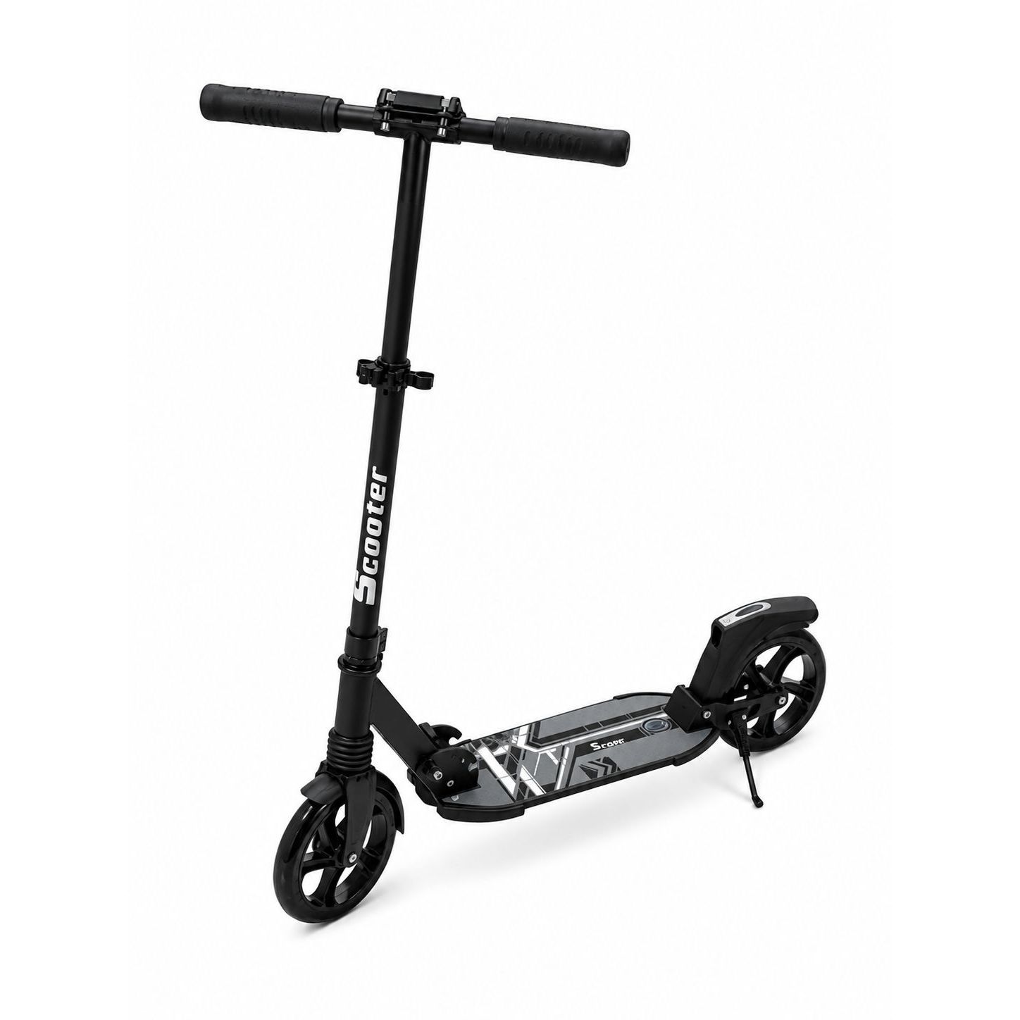 Pibi Foldable Adult Kick Scooter, Large 200mm Wheels, Height Adjustable, Black Age- 9 Years & Above