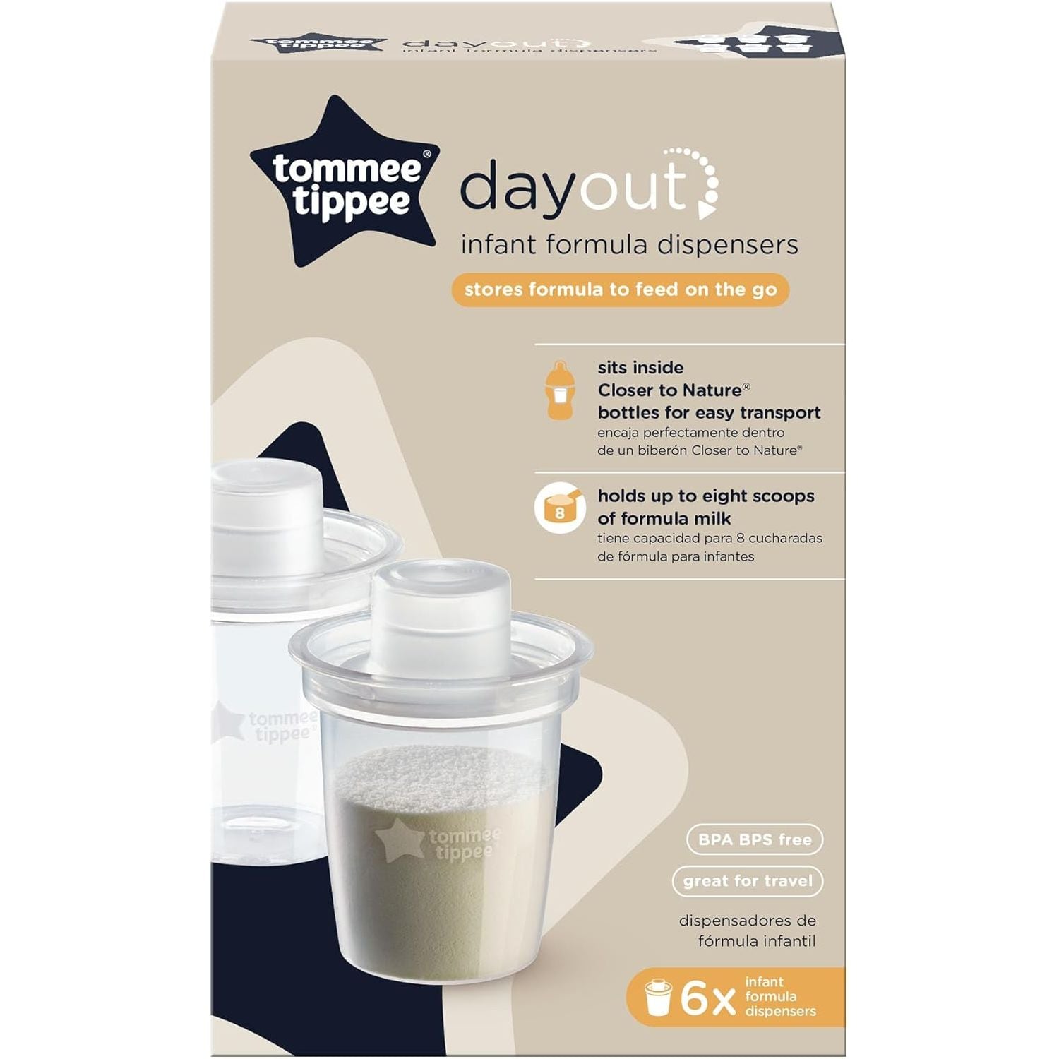 tommee tippee milk powder dispensers pack of 6 transparent age- newborn & above