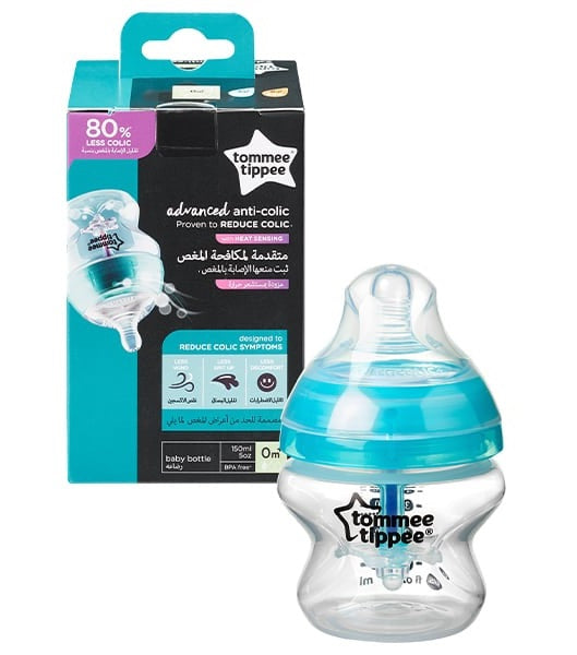 tommee tippee natural start anti-colic slow flow feeding bottle 150ml blue age- newborn & above