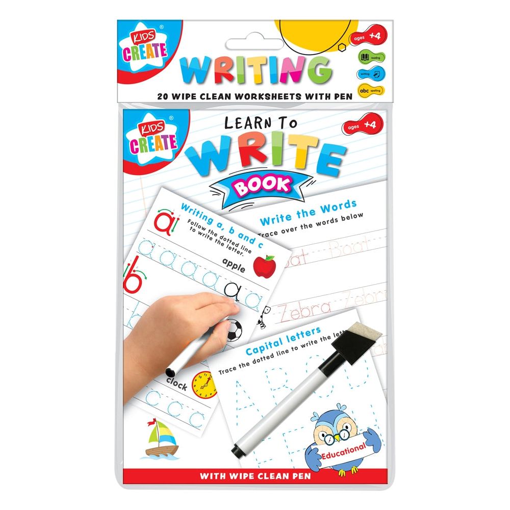 Pibi Pibi Kids Create Educational A5 20 Write Wipe Clean Sheets With Pen Age- 3 Years & Above