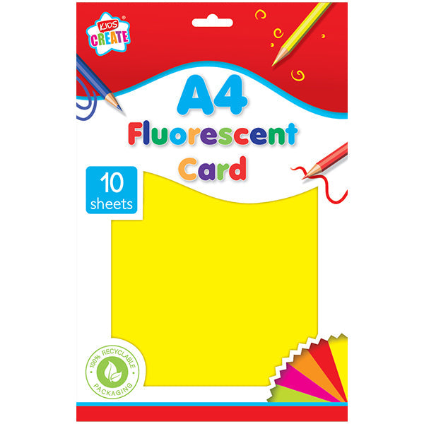 Pibi Kids Create A4 Fluorescent Card Assorted Colours 10 Sheets Age-3 Years & Above