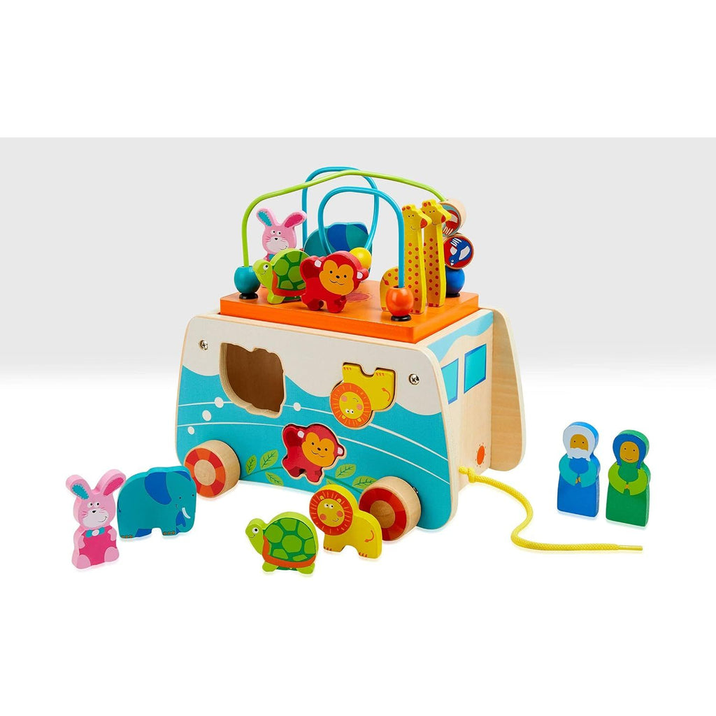 Acool Toys 2-in-1 Noah‘S Ark Reverse Bead Maze Pull Along Car Multicolor Age- 18 Months & Above