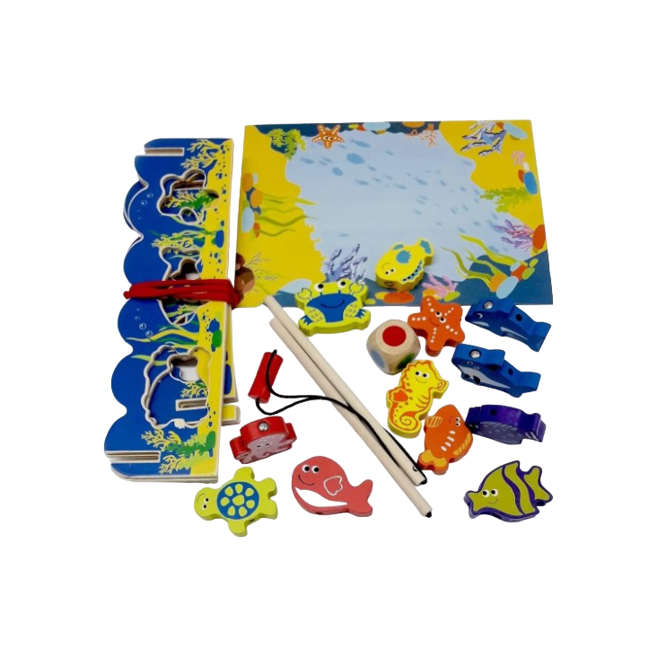 Acool Toys Magnetic Fishing and Wooden Threading Game Ac7632 Multicolor Age-3 Years & Above