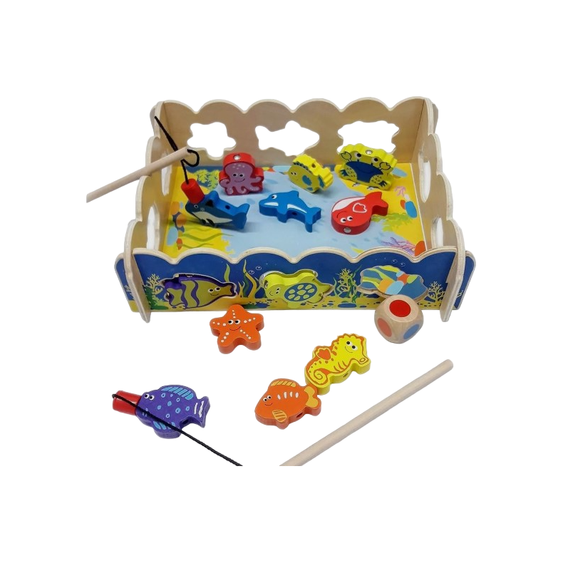 Acool Toys Magnetic Fishing and Wooden Threading Game Ac7632 Multicolor Age-3 Years & Above