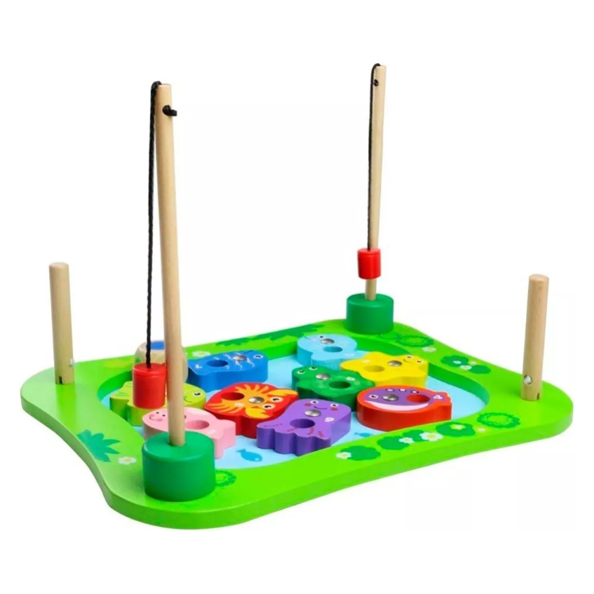 Acool Toys Wooden Magnetic Fishing Game with Dice AC7685 Multicolor Age-3 Years & Above