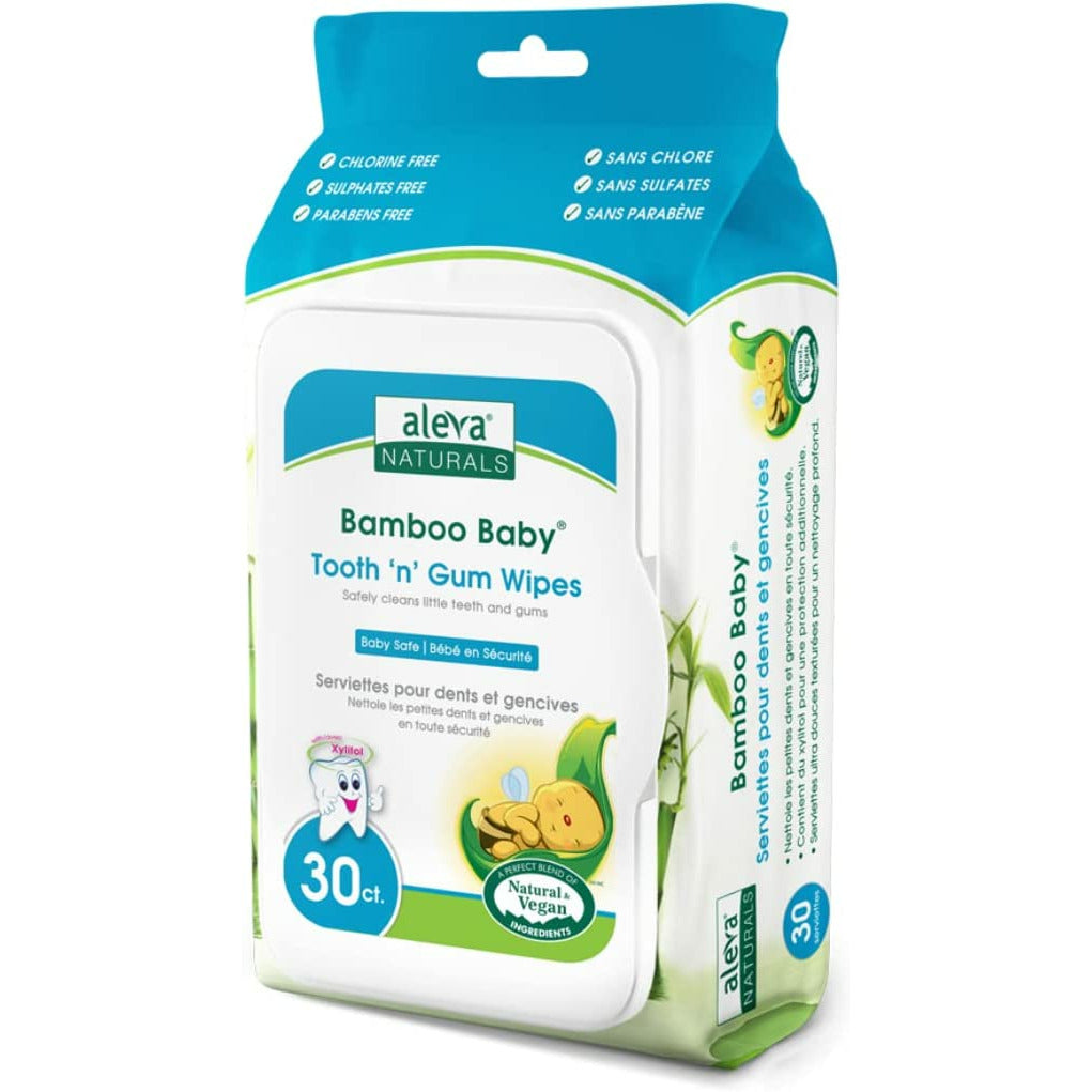 Aleva Naturals Bamboo Baby Toothe N Gum Wipes (30 Pieces) Age- 12 Months & Above