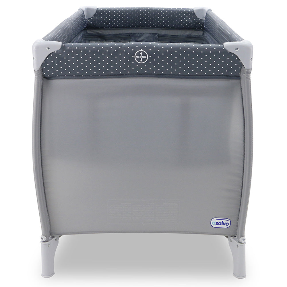 Asalvo Travel Cot Sleep Adventures Grey Newborn to 15kg