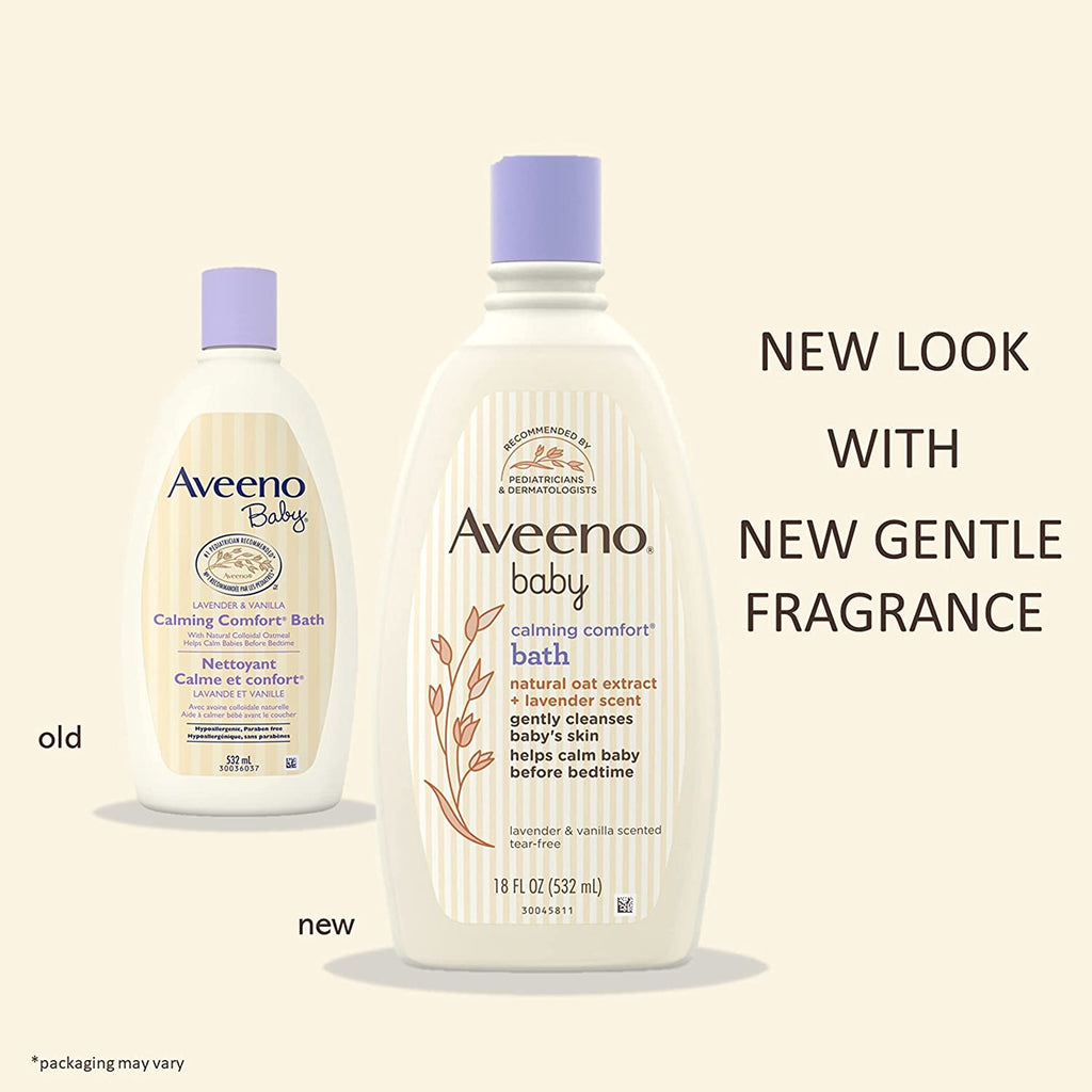 Aveeno Baby Calming Comfort Bath Natural Oat Extract+Lavender Scent 532ml Age- Newborn & Above