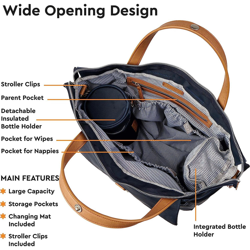 Bababing! Erin Changing Bag/Tote/Backpack Navy Navy Blue Age Newborn & Above