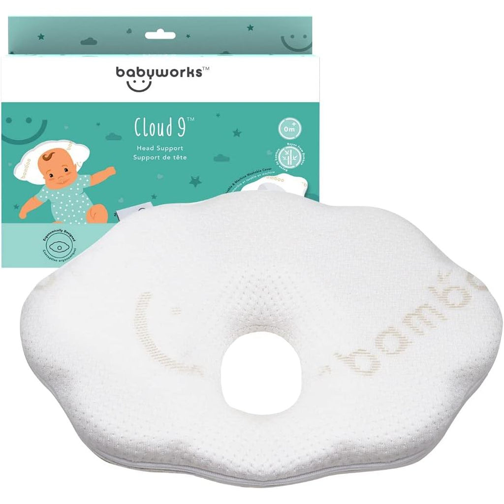 Baby Works   Cloud 9™ Head Support With Bamboo Cover (Removable)   White White Age 3 Months & Above