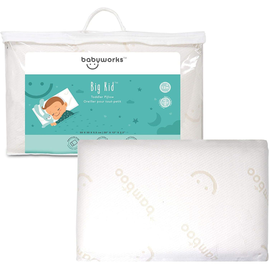 Baby Works   Toddler Pillow With Bamboo Pillowcase (Removable)   White White Age Newborn & Above