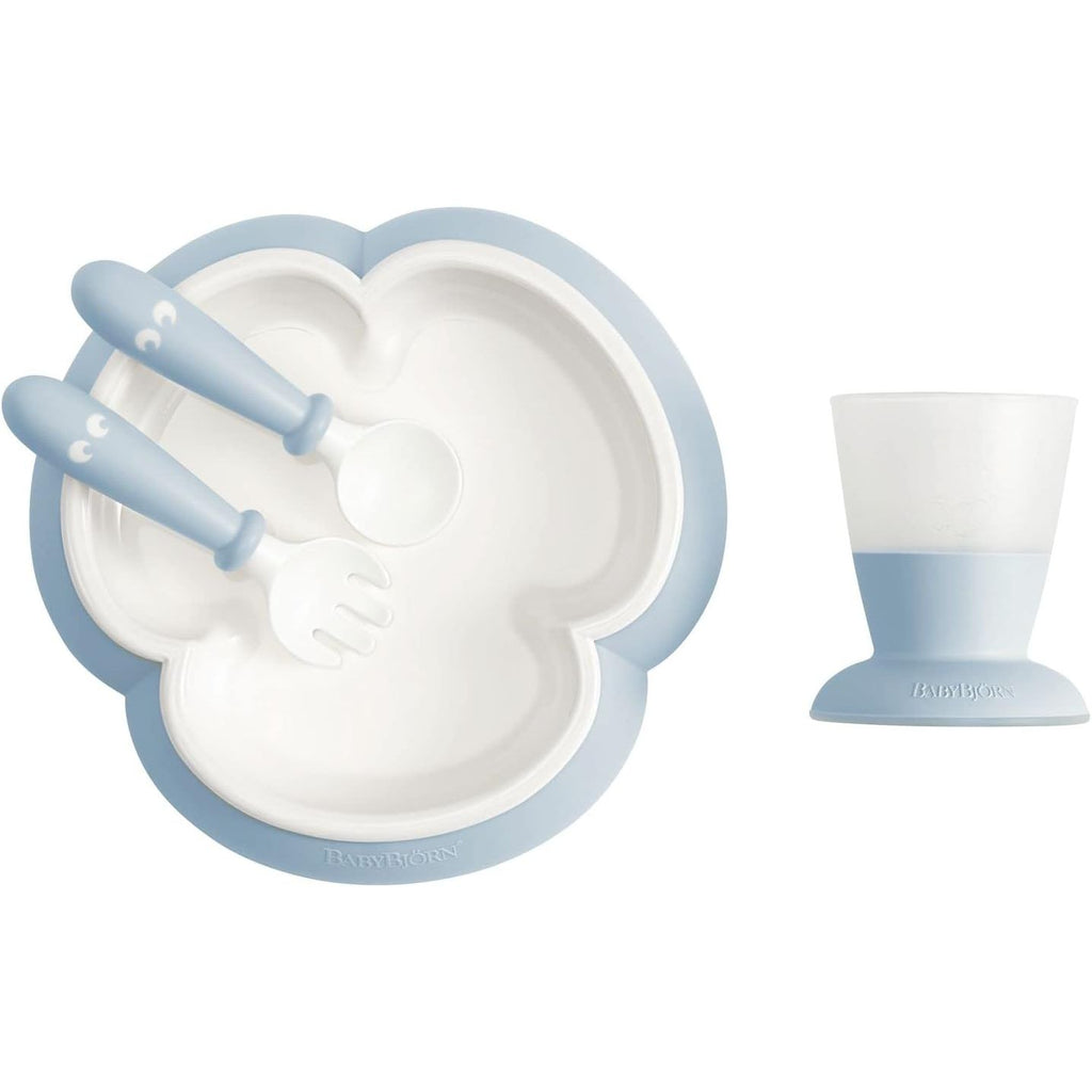 Babybjörn Baby Feeding Set, 4Pieces Powder Blue Age Newborn To 24 Months