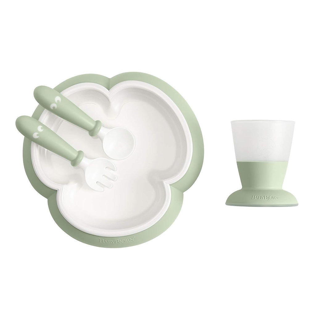 Babybjörn Baby Feeding Set, 4Pieces Powder Green Age Newborn To 24 Months