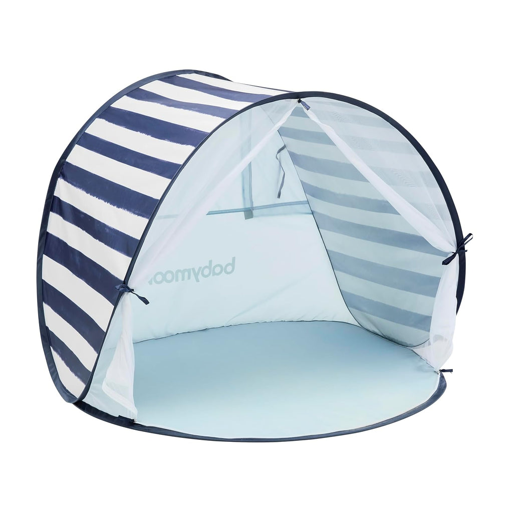 Babymoov Anti UV Tent with Pegs, Mosquito Net & Carry Bag Blue Stripe Age- 6 Months & Above