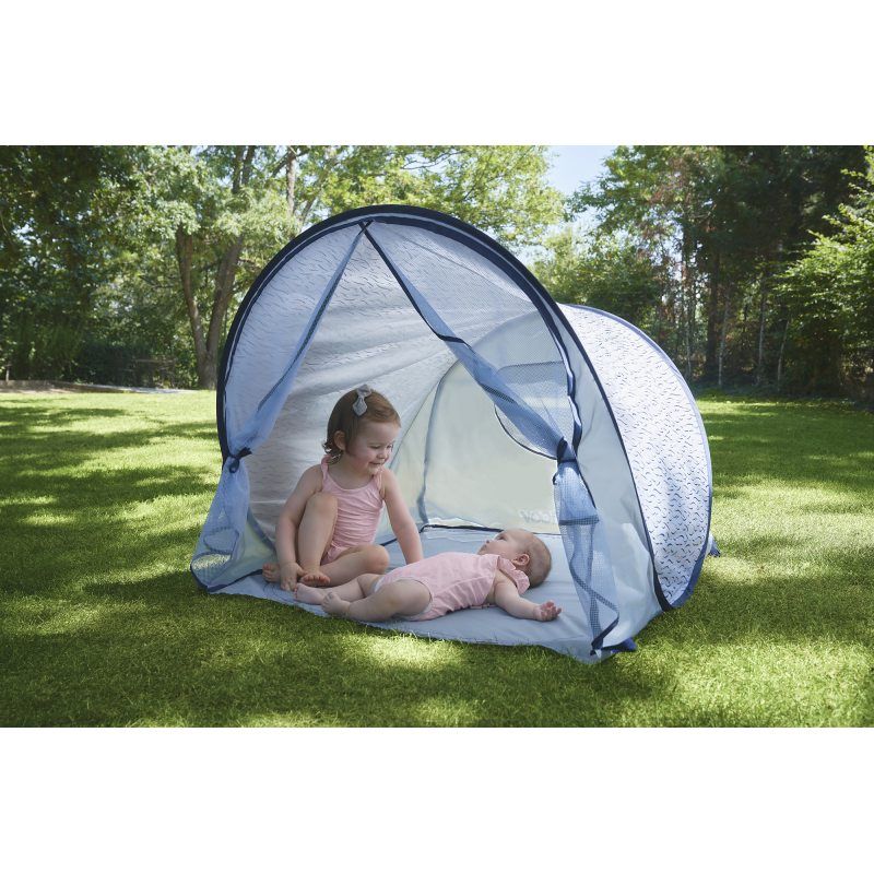 Babymoov Anti UV Tent with Pegs, Mosquito Net & Carry Bag Blue Waves Age- 6 Months & Above