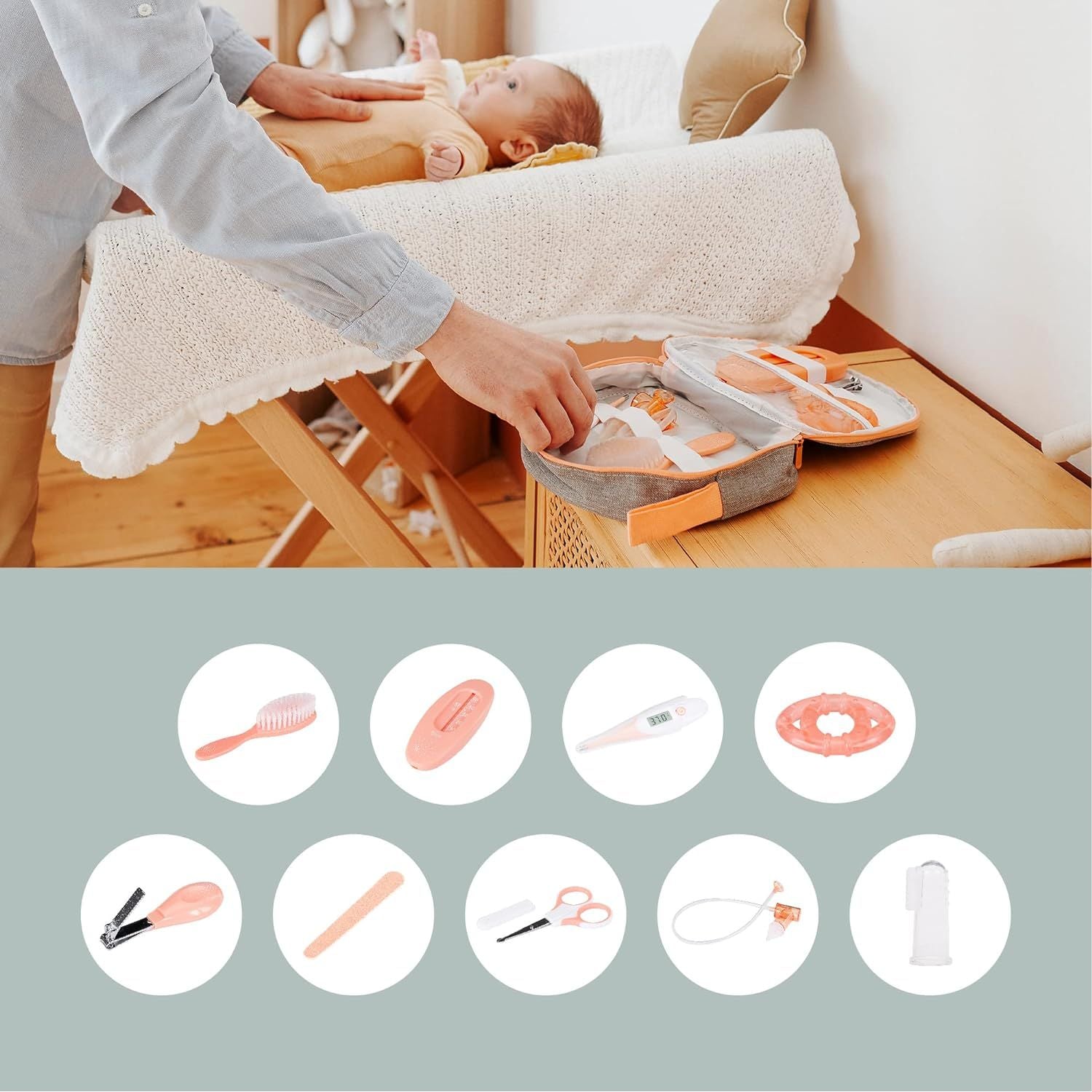 Babymoov Baby Grooming Kit Grey Pink Age Newborn Above Peekaboo