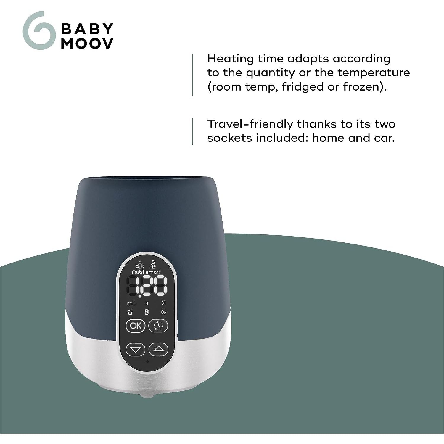 Babymoov Nutri Smart Travel 2in1 Car/Home Bottle Warmer Blue/Grey Age