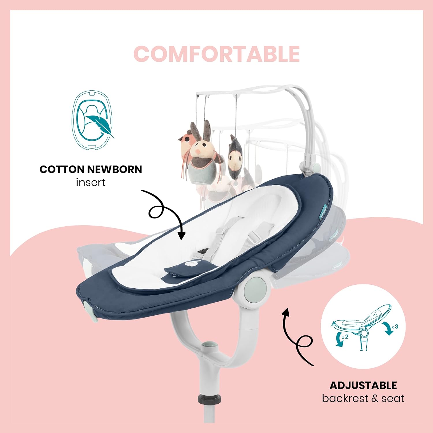 Height adjustable store baby bouncer