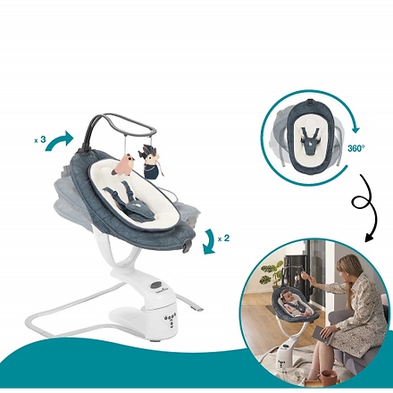 Babymoov Swoon Motion Electric 360° Baby Swing/Bouncer Blue Petal Age- Newborn & Above