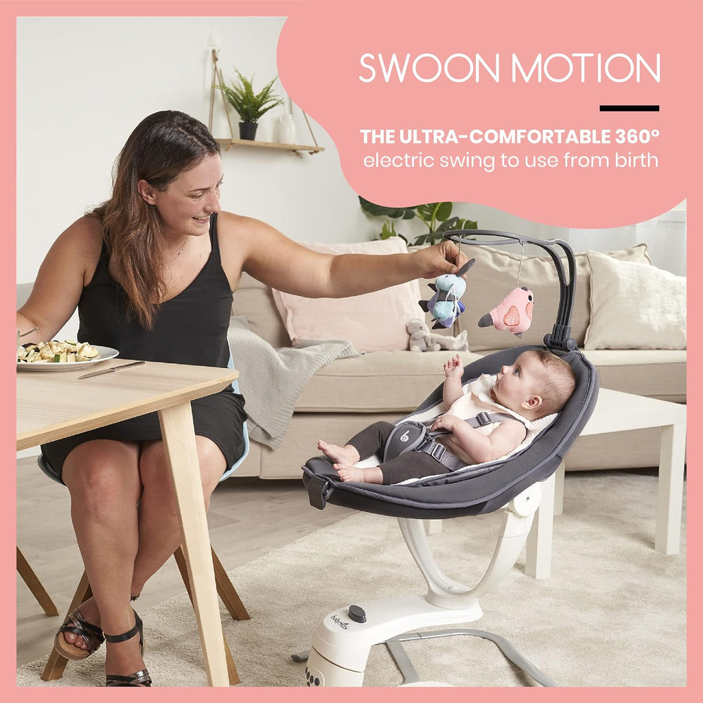 Babymoov Swoon Motion Electric 360° Baby Swing/Bouncer Dark Grey Age- Newborn & Above