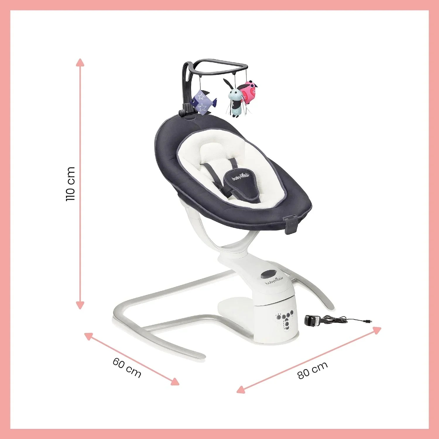 Babymoov Swoon Motion Electric 360° Baby Swing/Bouncer Dark Grey Age- Newborn & Above