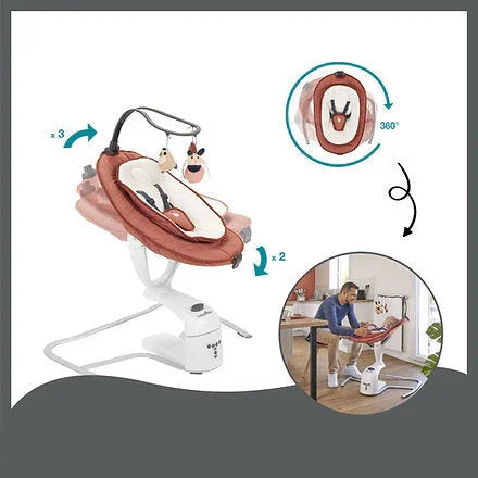 Babymoov Swoon Motion Electric 360° Baby Swing/Bouncer Teracotta Age- Newborn & Above