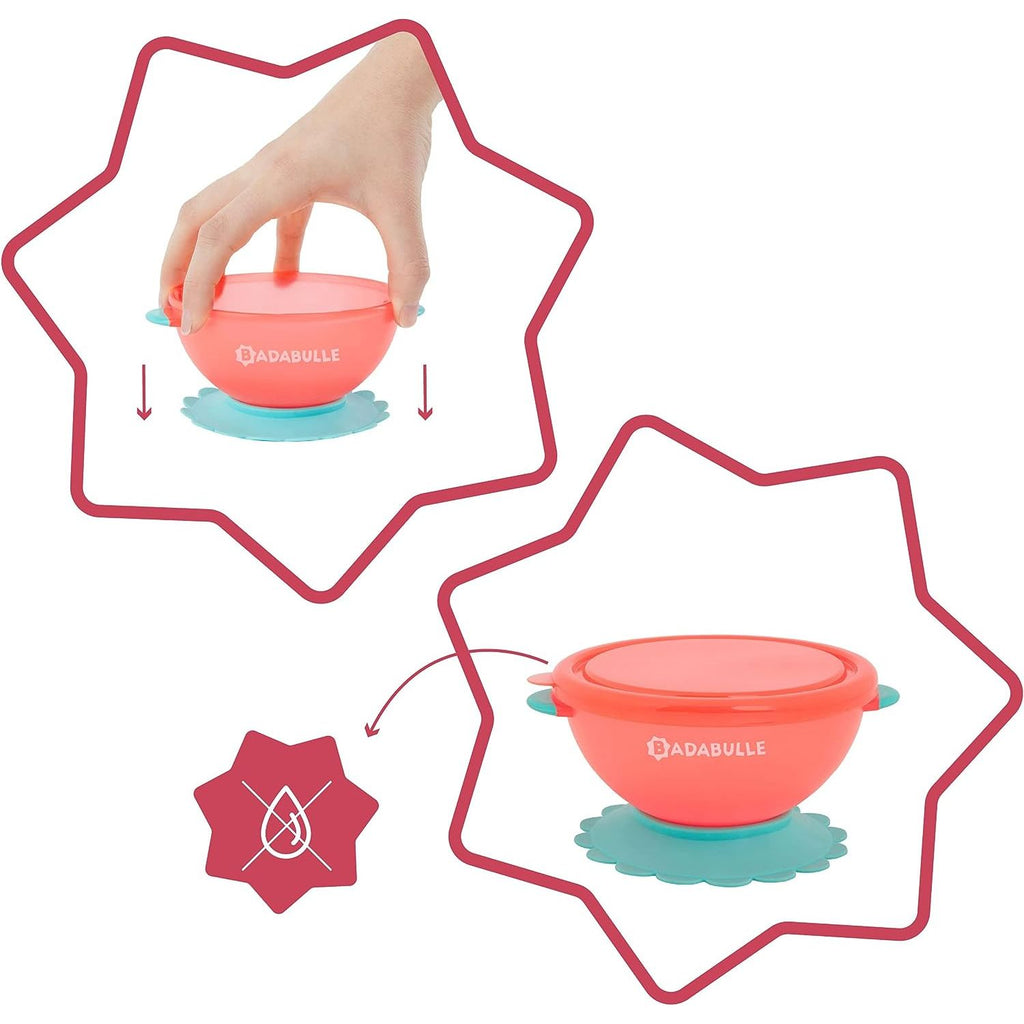 Badabulle 3-Pack Funcolors Bowls with Lids 330 Ml Multicolor Age-Newborn & Above