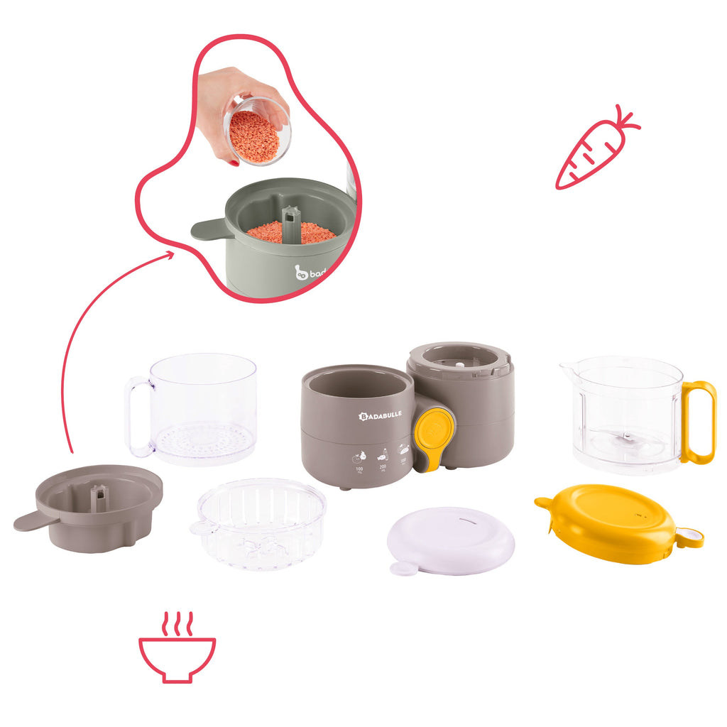 Badabulle B.Easy Baby Food Steamer & Processor Grey/Yellow Age-Newborn & Above