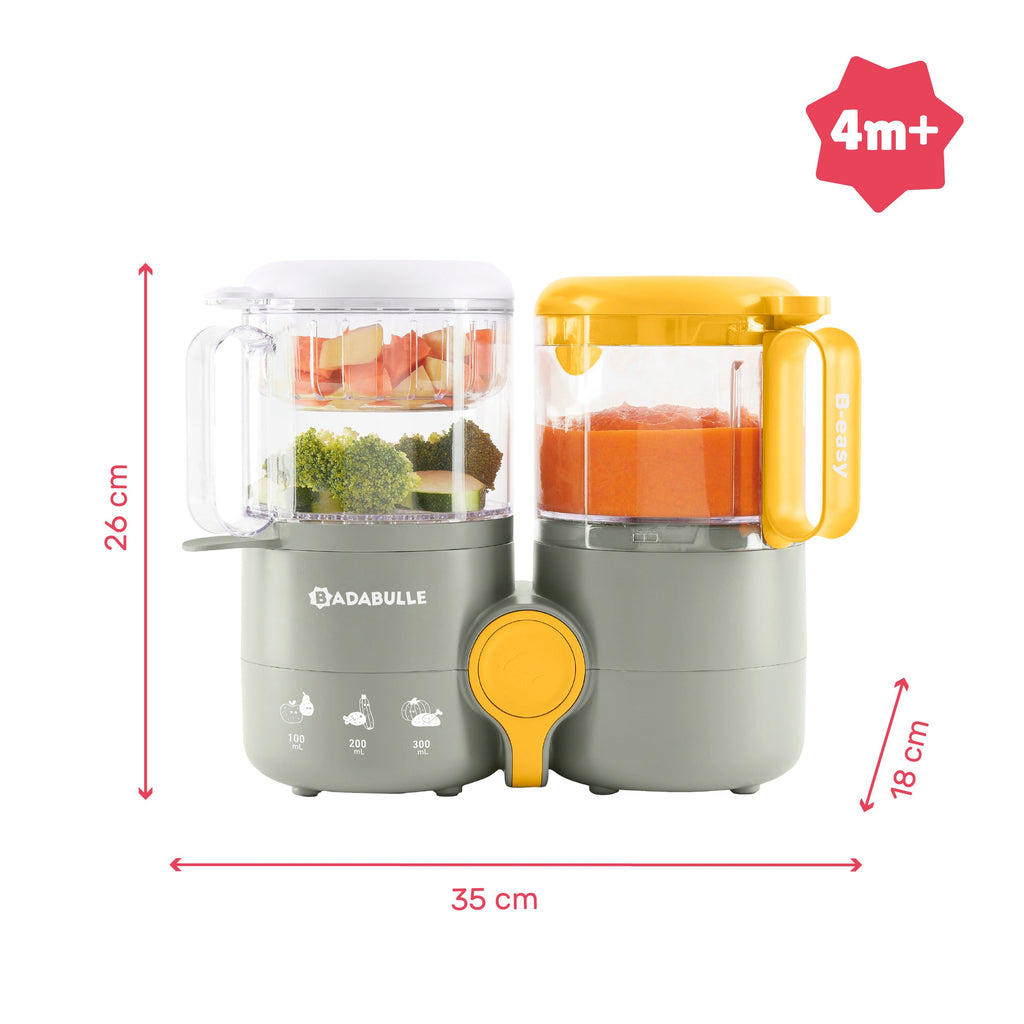 Badabulle B.Easy Baby Food Steamer & Processor Grey/Yellow Age-Newborn & Above