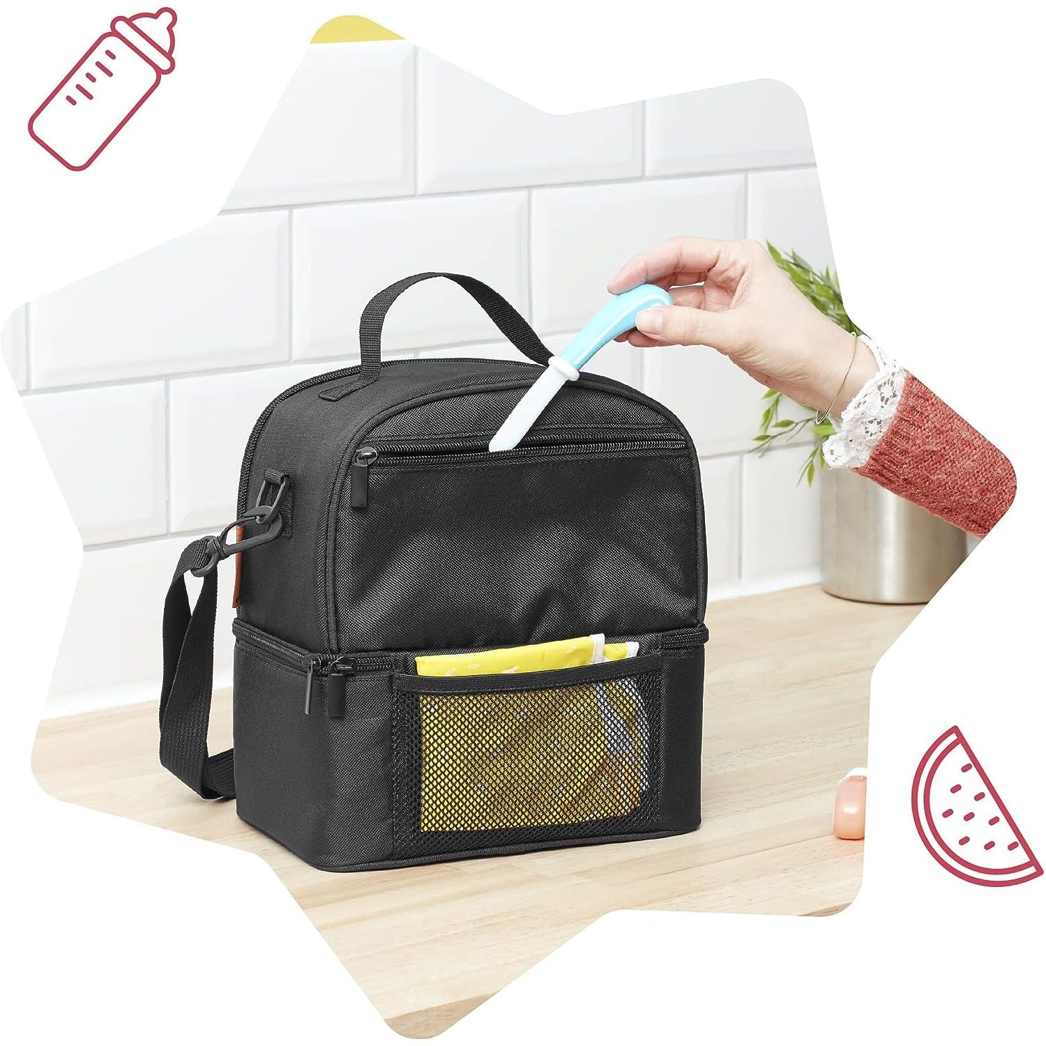 Badabulle Insulated Bag Pick & Go Lunch Feeding Bag Black Age-Newborn & Above