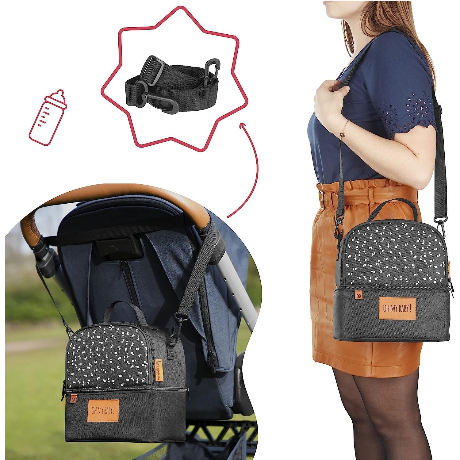Badabulle Insulated Bag Pick & Go Lunch Feeding Bag Black Age-Newborn & Above
