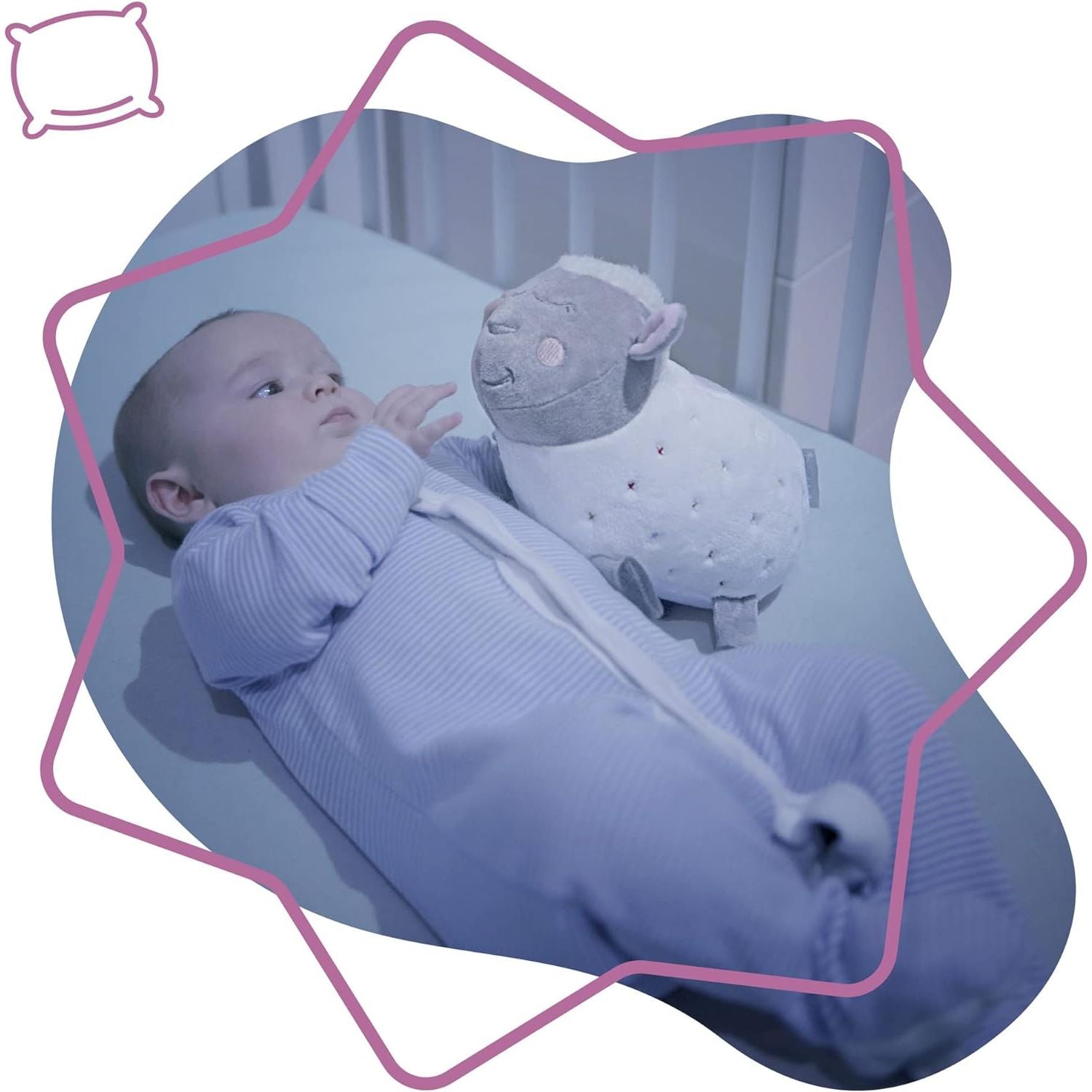 Badabulle Lulu the Lamb Musical Projection Night Light Plush  Toys White Age- Newborn & Above