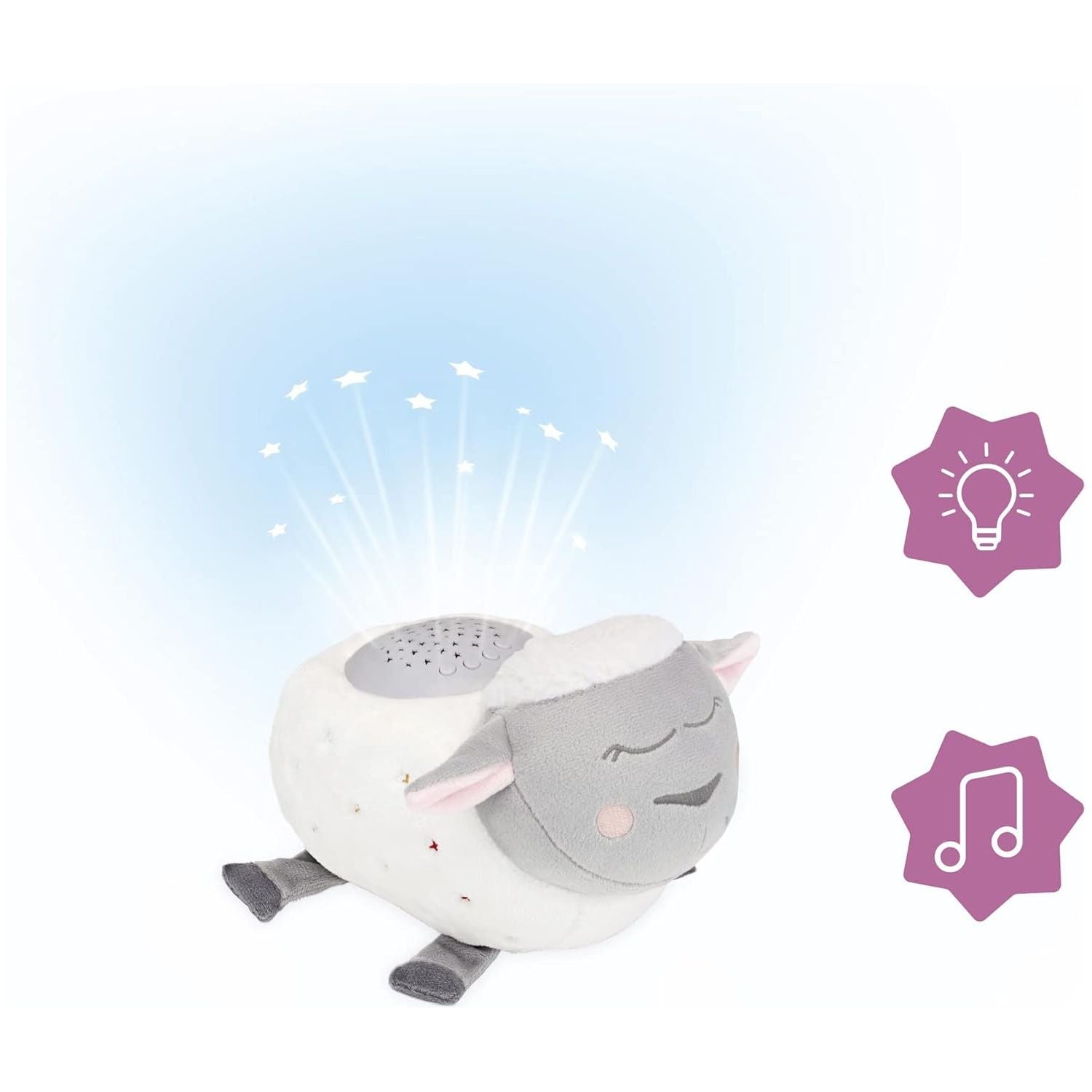 Badabulle Lulu the Lamb Musical Projection Night Light Plush  Toys White Age- Newborn & Above