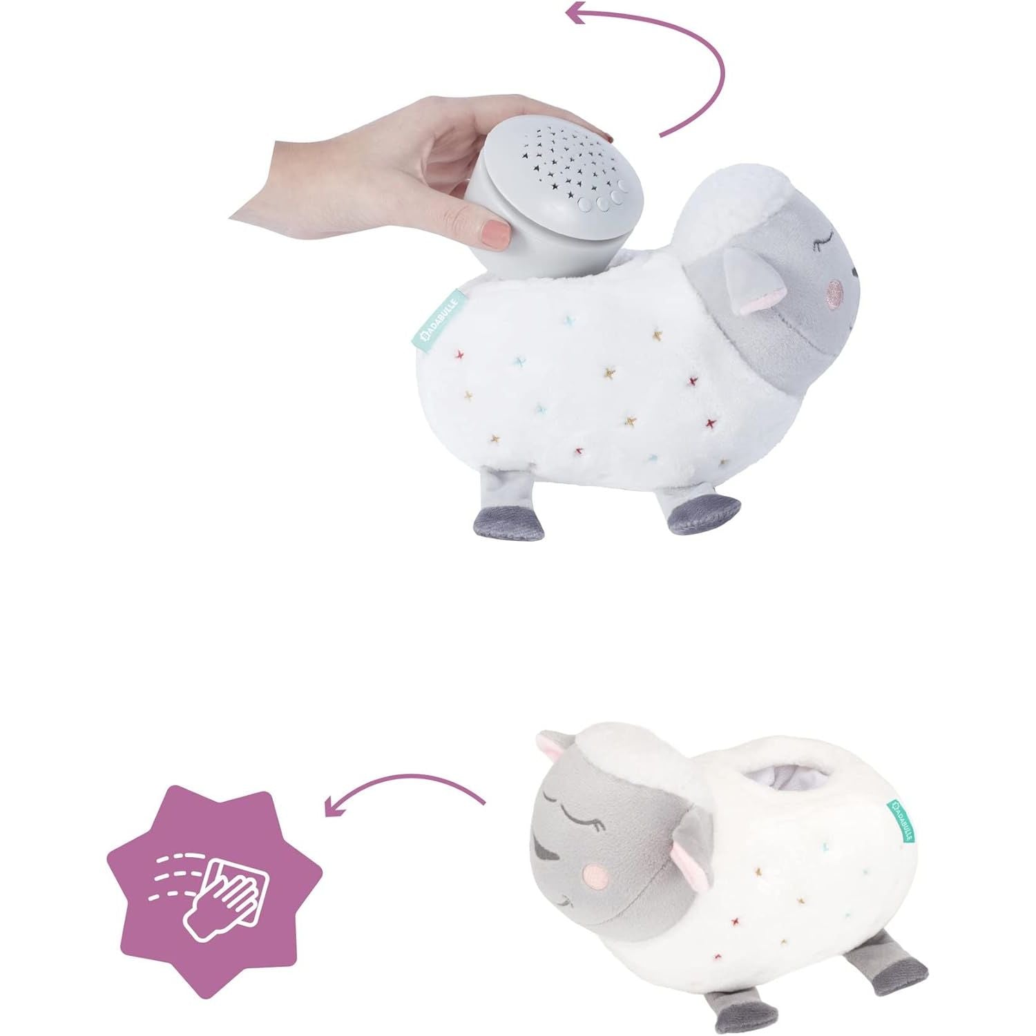 Badabulle Lulu the Lamb Musical Projection Night Light Plush  Toys White Age- Newborn & Above