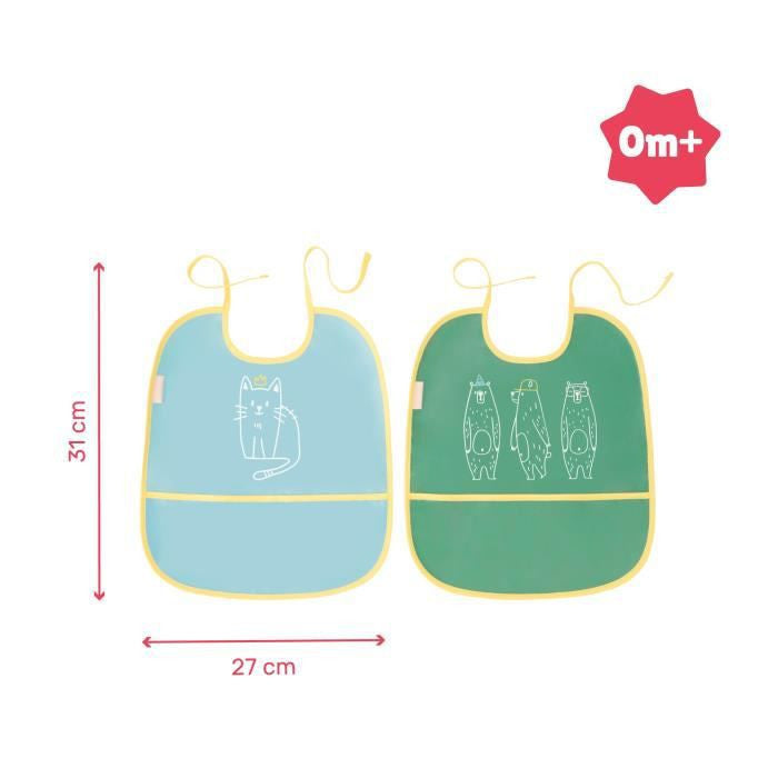 Badabulle No Sleeve Printed Bibs Set of 2 Multicolor Age- Newborn to 3 Years