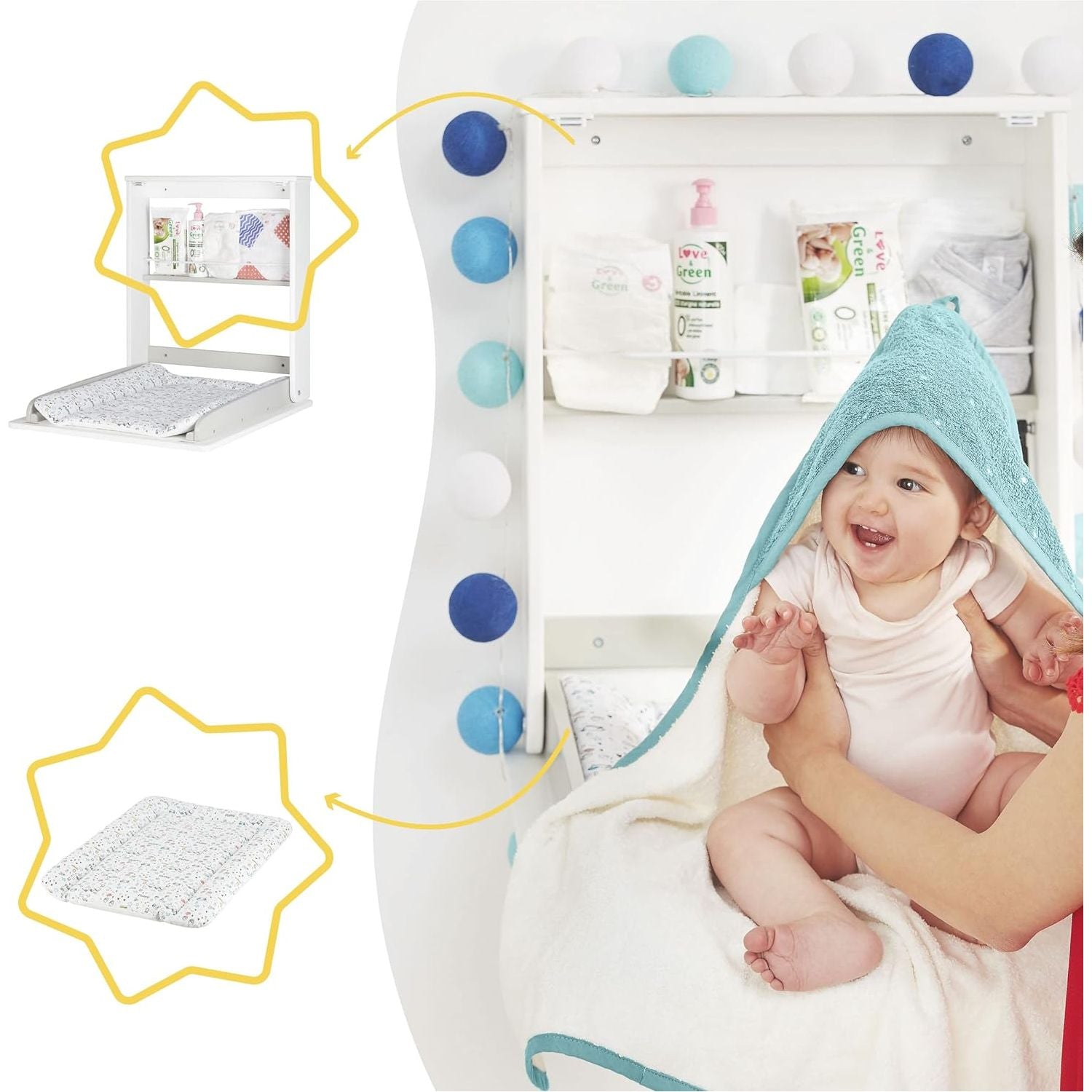 Badabulle Plouf Changing Table White Age- Newborn & Above