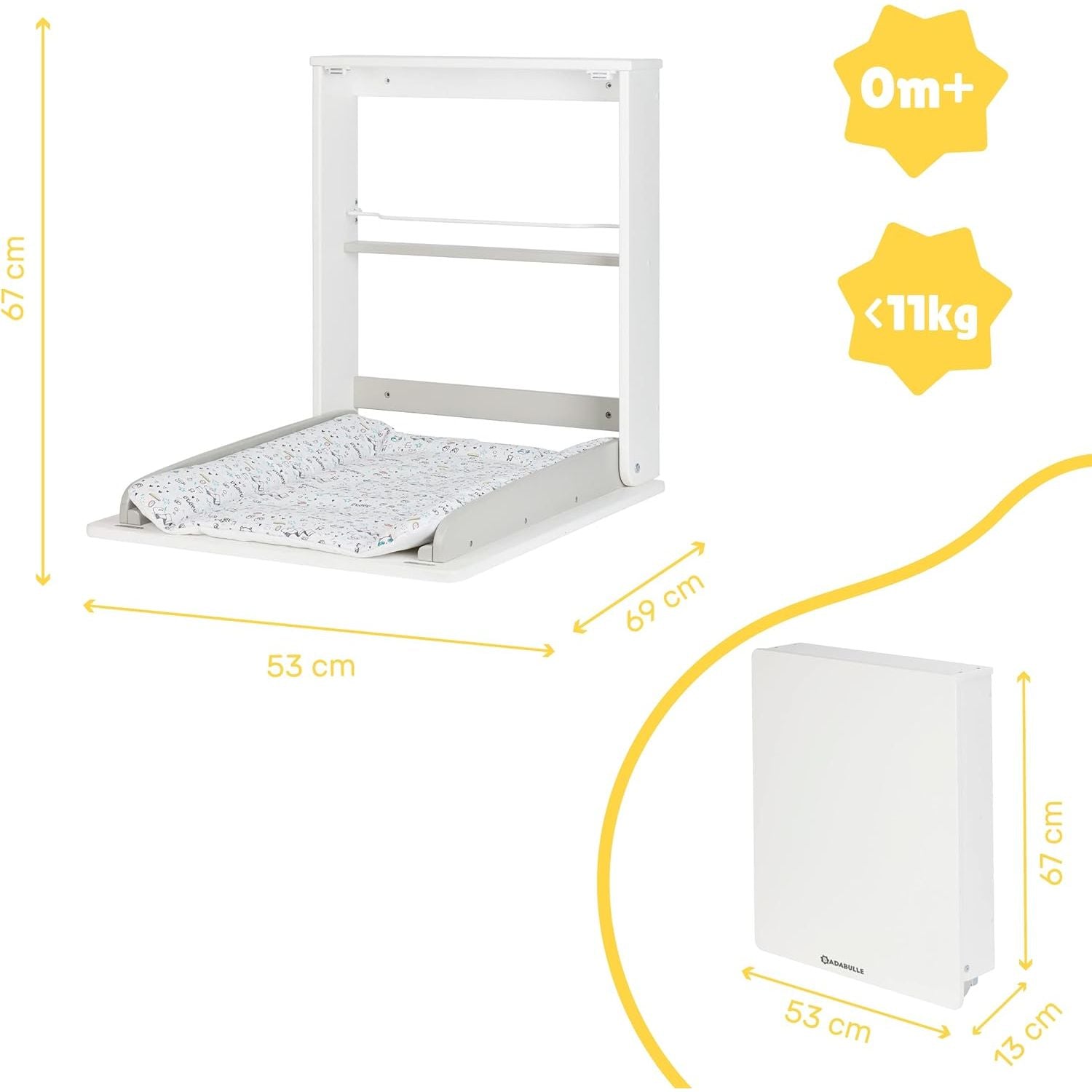 Badabulle Plouf Changing Table White Age- Newborn & Above