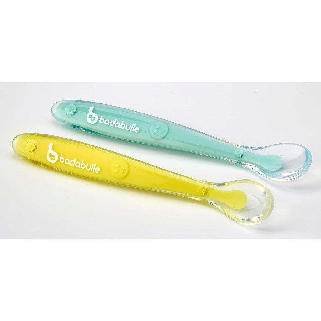 Badabulle Silicone Supersoft Spoons Set of 2 Multicolor Age-4 Months & Above
