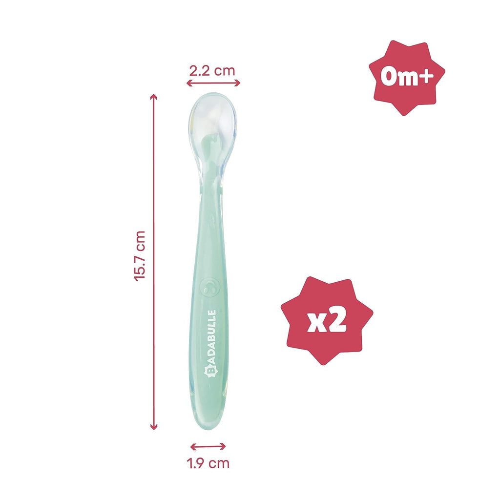 Badabulle Silicone Supersoft Spoons Set of 2 Multicolor Age-4 Months & Above