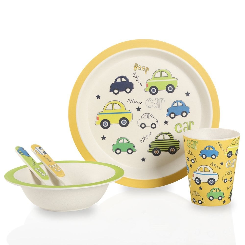 Bamboo Fiber 5-piece Kids Dinnerware Set, Yellow