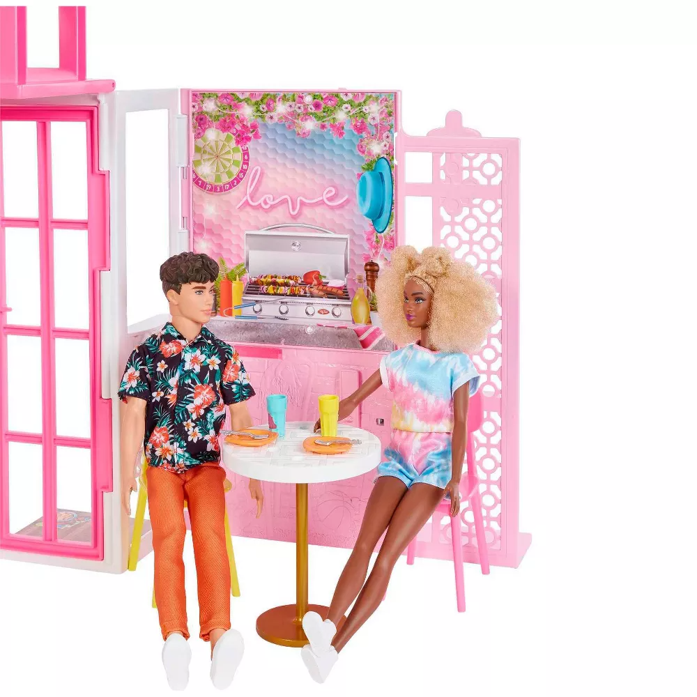 Barbie Dollhouse Playset with 2 Levels & 4 Play Areas Multicolor Age- 3 Years & Above