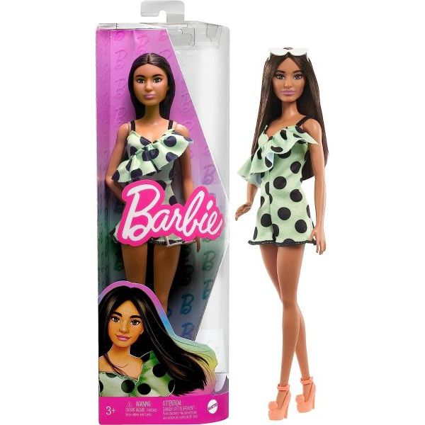 Barbie Fashionistas Doll Lime Green Polka Dots HPF76 Age- 3 Years & Above